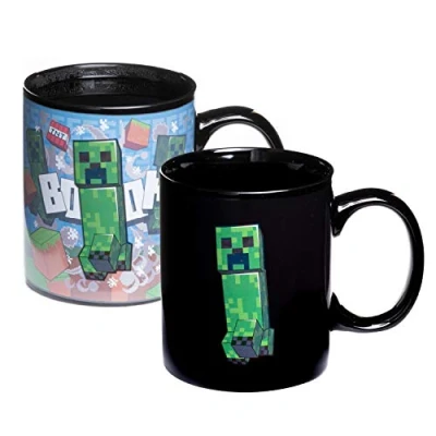 Abbildung von Minecraft Creeper Thermoeffekt Tasse Offiziell lizenziert, verwandelt sich mit heißem Getränk, Geschenk für Gamer, 295 ml (10 Fl Oz)