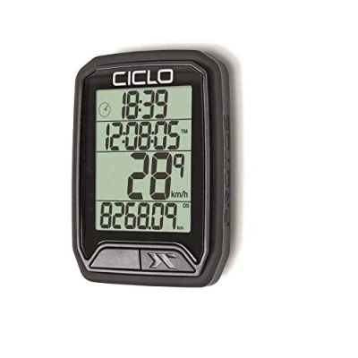 Abbildung von CICLO PROTOS 113 verkabelter Fahrradcomputer, in schwarz, mit 13 Funktionen