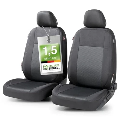 Abbildung von Walser Premium Autositzbezüge Ardwell mit Reißverschluss Qualitätssieger Sehr Gut* Sitzbezüge Auto, Zipp IT Schonbezüge, 2 Vordersitzbezüge schwarz/grau 11867