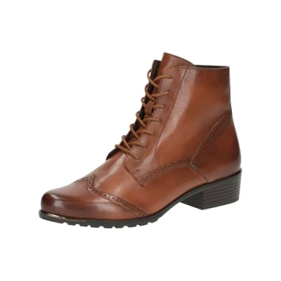 Abbildung von CAPRICE Damen Stiefeletten zum Schnüren aus Leder mit Blockabsatz, Braun (Cognac Nappa), 38 EU