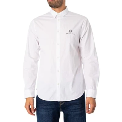Abbildung von A｜X ARMANI EXCHANGE Herren Langarm Shirt mit Knöpfen Klassisches Hemd, Weiss/opulenter Garten, L