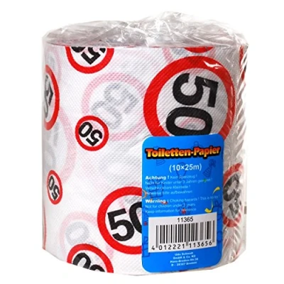 Abbildung von Toilettenpapier 50 Jahre Geschenk für den Geburtstag Länge 25m Klopapier Weiß