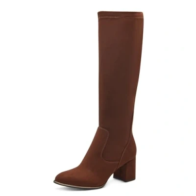 Abbildung von MARCO TOZZI Damen Hohe Stiefel mit Absatz Spitz Elegant, Braun (Cognac), 37 EU
