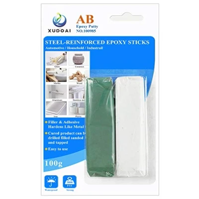 Abbildung von 2 Komponenten knete 100g, XUDOAI epoxidharz Klebstoff Knetmasse auf Epoxidharzbasi reparatur &amp; behoben füllen Metall, Harte Kunststoffe, Stein, Holz, etc