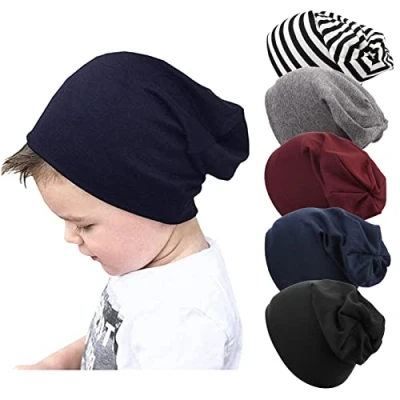Abbildung von DRESHOW 5 Stück Unisex Baby Mütze Hut Junge Frühling Mützchen Kleinkind Wendemütze Jersey Slouch Beanie 6 60 Monate