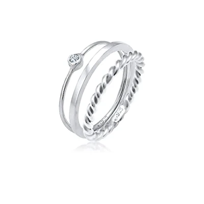 Abbildung von Elli 3 PACK Ring silvercoloured, Damen, Größe: 54, Silver coloured