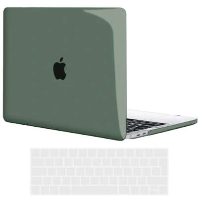 Abbildung von TECOOL Hülle Kompatibel mit MacBook Pro 15 Zoll 2019 2018 2017 2016 (A1990 A1707) Touch Bar, Ultradünne Hartschale Schutzhülle Case u. EU QWERTZ Tastaturschutz, Kristall Mitternachtsgrün