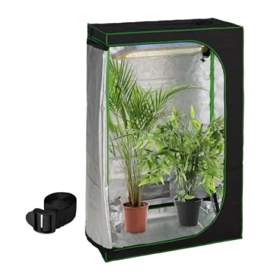 Abbildung von Relaxdays Growzelt, HxBxT: 180x120x60 cm, reflektierende Innenfolie, lichtundurchlässig, indoor Zuchtzelt, schwarz/grün