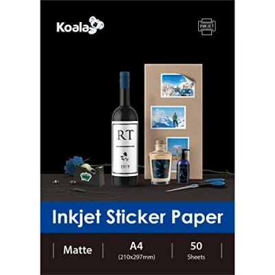 Abbildung von KOALA Inkjet Selbstklebendes/Klebriger Rücken weißes Matt Fotopapier, Etikettendruckpapier, A4, 50 Blatt