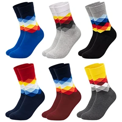 Abbildung von Occulto bunte SOCKEN für HERREN (6 PAAR) aus BAUMWOLLE in verschiedenen MUSTERN, HERRENSOCKEN BUSINESS SOCKEN, RINGELSOCKEN 6 Paar Karo 39 42