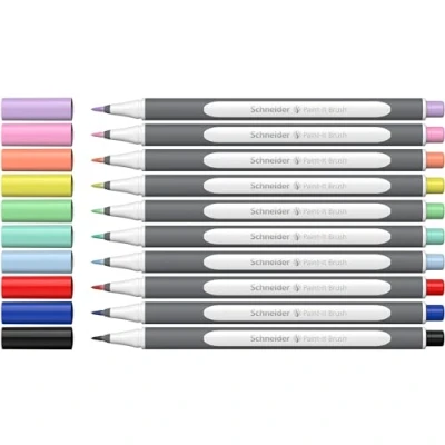 Abbildung von Schneider Brushpen Paint It 070 (Premium Pinselstifte mit flexibler Spitze und leuchtenden Farben für Kalligraphie, Hand Lettering mehr) 10 Stück sortiert Set 2