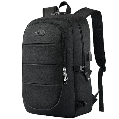 Abbildung von AMBOR Rucksack Herren, 17,3 Zoll Laptop Schulrucksack mit USB Ladeanschluss, Backpack Damen Anti Diebstahl Multifunktion Notebook Tasche Wasserdicht, Schwarz