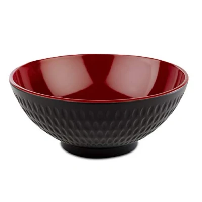 Abbildung von APS Schale „Asia Plus“ aus nahezu unzerbrechlichem Melamin, vielseitig einsetzbare, stapelbare Kunststoffschale, Salatschüssel, schwarz/rot, Ø 16 cm, 0,6 Liter.