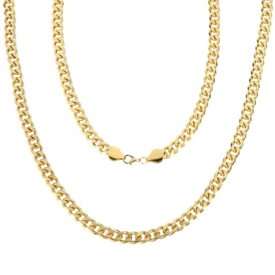 Abbildung von KarneLux Goldkette 50 cm Kostüm Accessoire für Gangster, Rapper oder Joker Disco Goldkettchen Panzerkette 80er Jahre Karneval Fasching