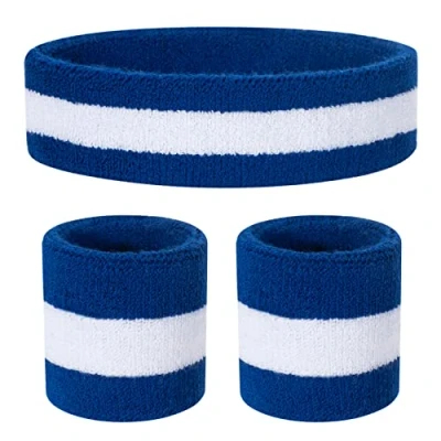 Abbildung von ONUPGO Kinder Schweißbänder Stirnband Armband Set Athletisches Baumwollschweißband für Sport (1 + 2 Armbänder)