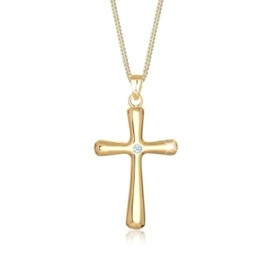 Abbildung von Elli Halskette Damen Kreuz Anhänger Klassisch mit Diamant (0.03 ct) aus 925 Sterling Silber
