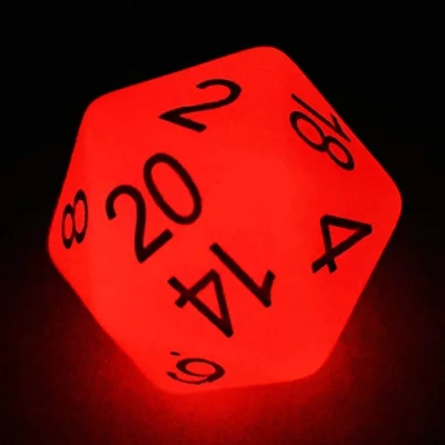 Abbildung von Bescon Jumbo Glowing D20 38MM, Big Size 20 Sides Dice Red Glow In Dark, Faces Cube 1.5 inch