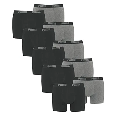 Abbildung von PUMA 10 er Pack Boxer Boxershorts Men Herren Unterhose Pant Unterwäsche, Farbe:691 Dark Grey Melange/Black, Bekleidungsgröße:M