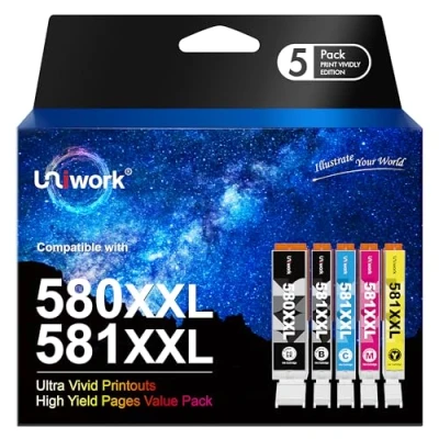 Abbildung von Uniwork 580 581 Druckerpatronen Kompatibel für Canon XXL PGI 580XXL CLI 581XXL patronen Pixma TR8550 TS6350a TS6150 TS6250 TS6151 TR7550 TS8150 TS8151 TS8250 TS9155