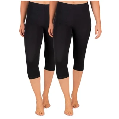 Abbildung von SES Capri Leggings Damen Schwarz (36/38) 2er Pack aus Baumwolle/blickdichte Leggings/elastische Leggins 3/4 lang Baumwolle/Damen mit Perfekter Passform
