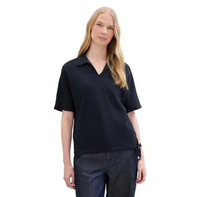 Abbildung von TOM TAILOR Damen Sweatshirt mit Polokragen , sky captain blue, M