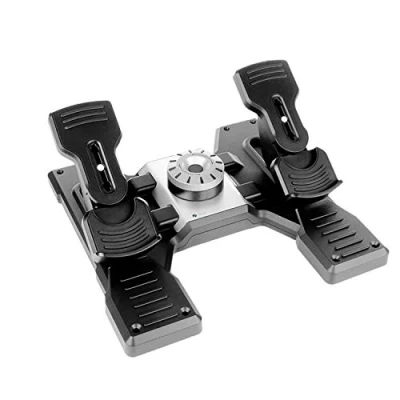 Abbildung von Logitech G Saitek Pro Flight Rudder Pedals, Pedale mit Zehenbremse zur Rudersteuerung für Flug Simulatoren, Rutschfest, Präzise, Verstellbares Spannungsrad, USB Anschluss, PC Schwarz