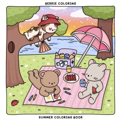 Abbildung von Berrie Coloring Summer: Cute and Cozy Book for Kids &amp; Adults Featuring Easy to Color Animal Illustrations Adorable Scenes (Cute Books)