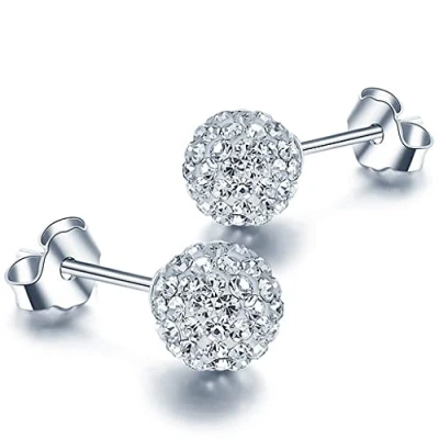 Abbildung von Unendlich U 925 Sterling Silber mit Platinum 8mm Österreichische Kristallkugel Ohrstecekr Ohrringe für Damen/Mädchen