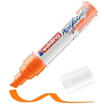 Abbildung von edding 5000 Acrylmarker breit neon orange 1 Acrylstift wasserfest breite Keilspitze 5 10 mm Acryl Farben zum Malen auf Leinwand, Malpapier und Holz Acrylstifte für Steine