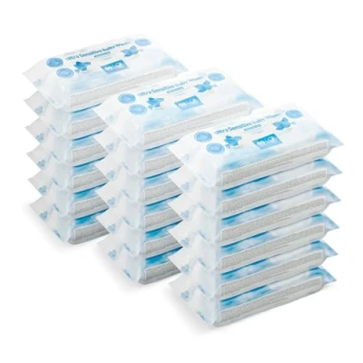 Abbildung von Amazon Marke: Mama Bear Ultra Sensitive Baby Feuchttücher, Unparfümiert, 1008 Stück (18 Packungen mit 60)