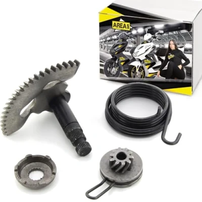Abbildung von Area1 Kickstarter Reparatur Set (Ritzel/Mitnehmer/Feder) 50ccm China 2 Takt Roller. Kompatibel mit Explorer Race GT50 Luxxon Rivero Mawi Tauris AGM (1E40QMB)