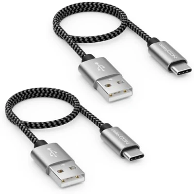 Abbildung von deleyCON USB C Kabel SET (2 Stück je 0,30m) 30cm Kurz Nylon Ladekabel Datenkabel Typ Metallstecker Laden &amp; Synchronisieren von Handy Smartphone