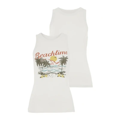 Abbildung von Beach Time 2ERPACK TANK Bikinitop, Damen, Größe: 36/38, Creme bedruckt