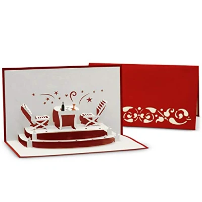 Abbildung von Einladungskarte für Restaurant Gutschein &amp; Essens Einladung ideal als Geschenk zum Essen gehen 3D Pop Up Karte Klappkarte gemeinsames Abendessen Candle Light Dinner