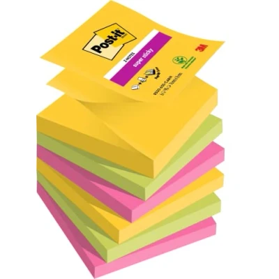 Abbildung von Post it Super Sticky Z Notes, Carnival Collection, 76 mm x mm, 6 Blöcke à 90 Blatt