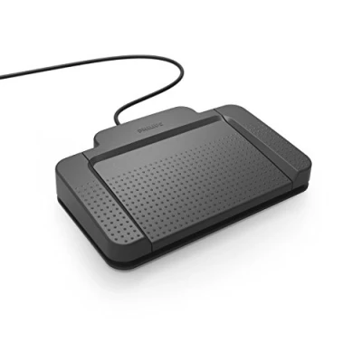 Abbildung von Philips ACC2320 USB Fußschalter, 3 Pedal Design Schnellvorlauf, Wiedergabe, Schnellrücklauf, CD mit Treibern und Konfigurationssoftware Anthrazit