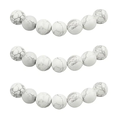 Abbildung von MJDCB Perlen zum Auffädeln 8mm 45 stück Howlith Halbedelsteine mit Loch Natürliche Lose Runde Steinperlen für Herstellung Schmuck Armbänder Halsketten