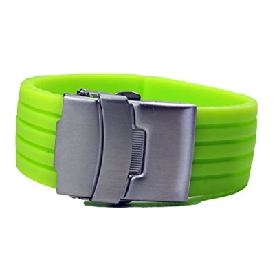 Abbildung von GRÜNES KAUTSCHUK SILIKON Armband Taucher Diver 22mm FALTSCHLIEßE