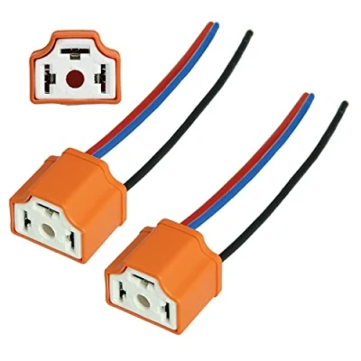 Abbildung von L &amp; P Car Design 2x H4 Lampen Stecker Fassung Sockel Keramik Lampenfassung Lampensockel Lampenstecker P43t mit Kabell für Glühlampen Glühbirnen