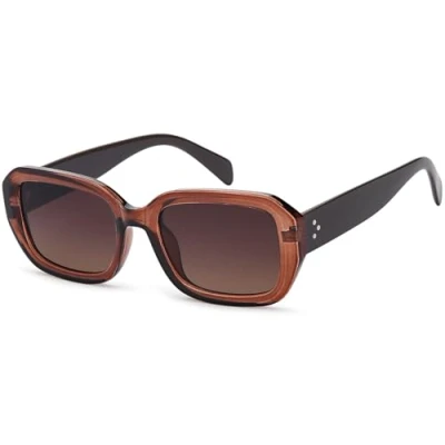 Abbildung von styleBREAKER Damen Retro Sonnenbrille mit breitem Kunststoff Rahmen und Rechteckigen Polycarbonat Gläsern 09020143, Farbe:Gestell Braun Mocca/Glas Getönt