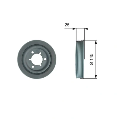 Abbildung von GATES TVD1056 Kurbelwellenriemenscheibe 145 ohne Zubehör mit Dämpfung FleetRunner Micro V Stretch Fit PEUGEOT: Partner I Van