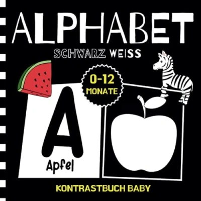 Abbildung von Kontrastbuch Baby: Alphabet Erste Einfache Schwarz Weiss Bilder Von A Bis Z Für Die Visuelle Entwicklung Babys Montessori Buch Säuglinge Ab 0 12 Monaten