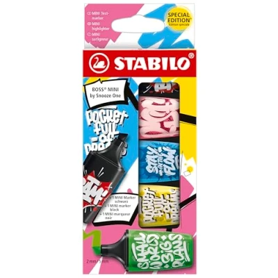 Abbildung von Textmarker &amp; Marker STABILO BOSS MINI by Snooze One 5er Pack pink, blau, gelb, grün schwarz