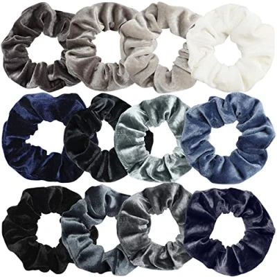 Abbildung von Belle Vous 12 Stk Haargummis Scrunchies Samt Weiche Samthaargummi für Frauen, Haarband Skrunchy Scrunchie Glatte, Wellige, Lockige, Krause, Lange, Dicke und Dünne Haare Bunte Haar Gummis