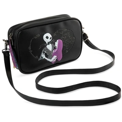 Abbildung von Disney Nightmare Before Christmas Kleine Umhängetasche Shoulder Bag mit Abnehmbarem Gurt, Innenfach &amp; Zip(Schwarz)