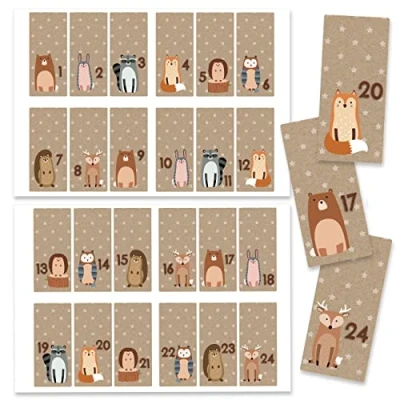 Abbildung von Papierdrachen 24 Adventskalender Zahlenaufkleber Nr. 34 Sticker 4 cm zum Basteln und Dekorieren