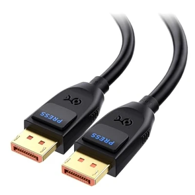 Abbildung von Cable Matters 80G DisplayPort 2.1 Kabel 1,5 m, DP80 mit 16K 60 Hz, 8K 240 4K Hz schwarz m. FreeSync, G SYNC und HDR für Gaming Monitor, PC, RTX 4080/4090, RX 7900