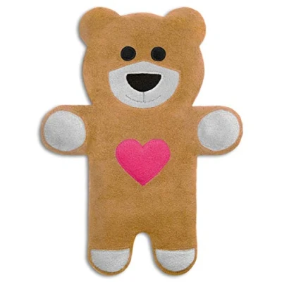 Abbildung von LESCHI Wärmekissen 4 Kammer Körnerkissen für Mikrowelle Tier Bär Teddy Beige mit Herz anschmiegsames Getreidekissen Bio Weizen ideal als Wärmespender im Winter und den Bauch