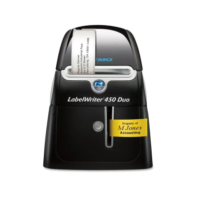Abbildung von DYMO Original LabelWriter Versandetiketten/Namensschilder (Groß) Schwarz auf rot 54 mm x 101 selbstklebend Rolle mit 220 Easy Peel Etiketten für Etikettendrucker