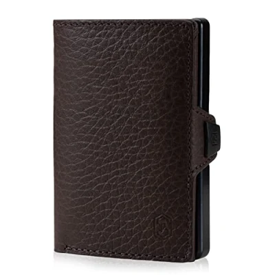 Abbildung von ZNAP® Slim Wallet Kreditkartenetui Geldbörse Herren Kartenhalter Geldbeutel Kartenetui Portemonnaie mit RFID Schutz 8 Karten Walnussbraun